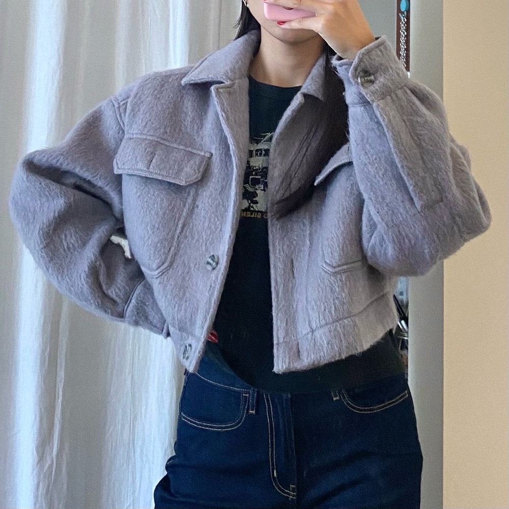 Urban Outfitters Cropped Gray Jacket in S